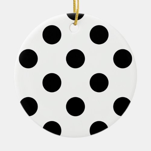 Black and White Polka Dot Ceramic Ornament
