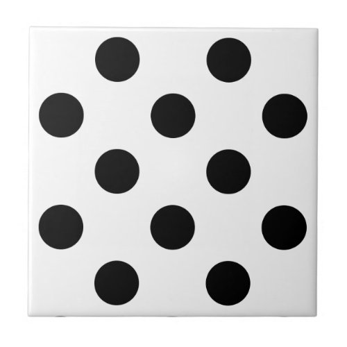 Black and White Polka Dot Ceramic Tile