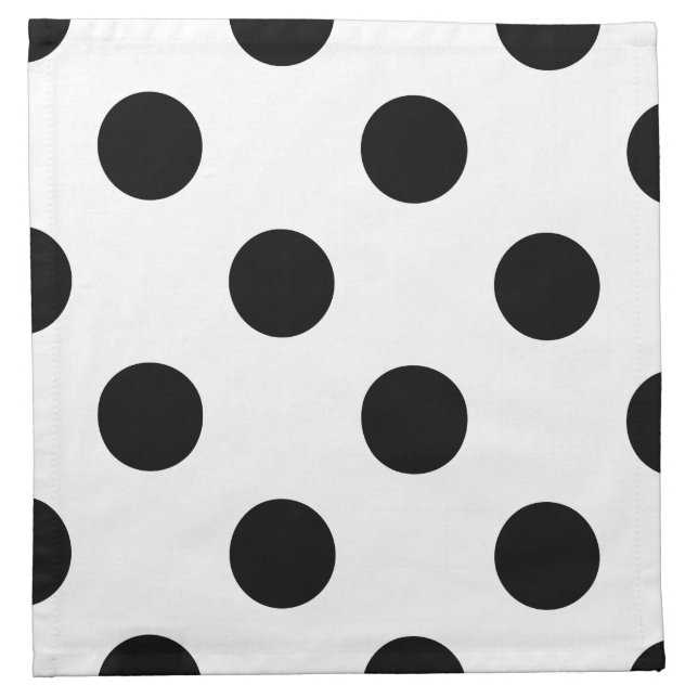 Black and White Polka Dot Cloth Napkin (Front)