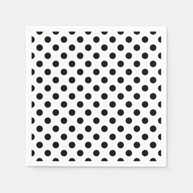 Black and White Polka Dot Cocktail Napkins (Front)