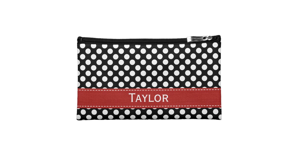 Black and White Polka Dot Cosmetic Bag Zazzle