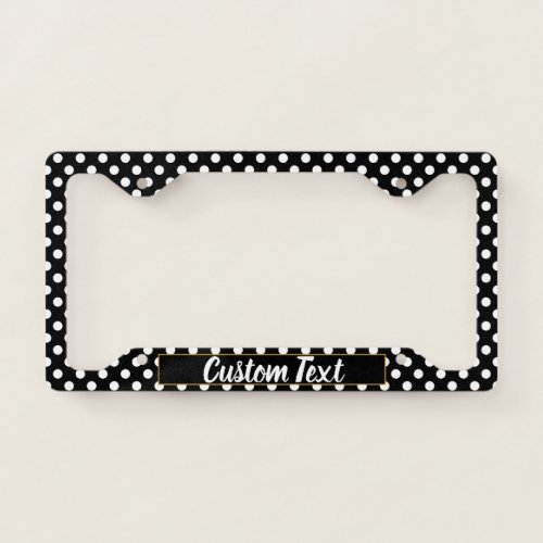Black and White Polka Dot Create Your Own License Plate Frame