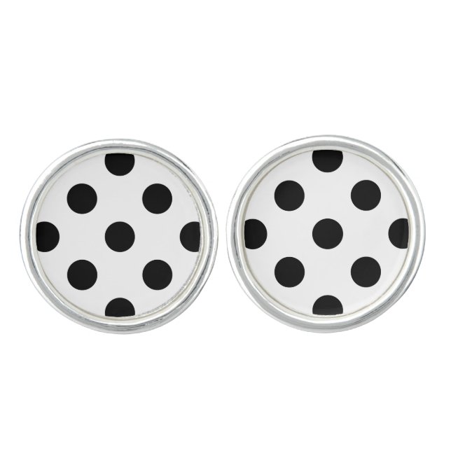 Black and White Polka Dot Cufflinks (Front)