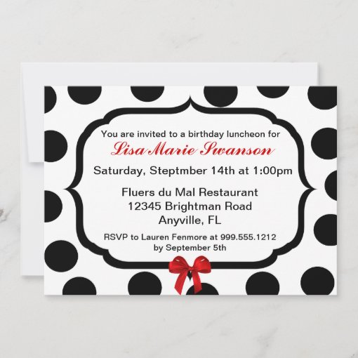 Black And White Polka Dot Custom Invitations | Zazzle