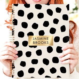 Black and White Polka Dot Custom Name Planner