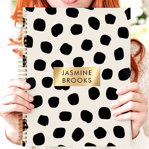 Black And White Polka Dot Custom Name Planner