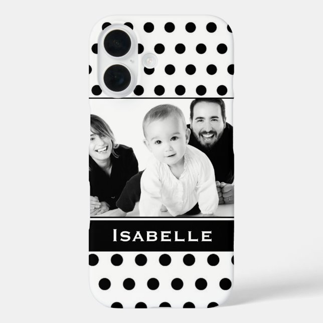 Black and White Polka Dot Custom Photo Case-Mate iPhone Case (Back)