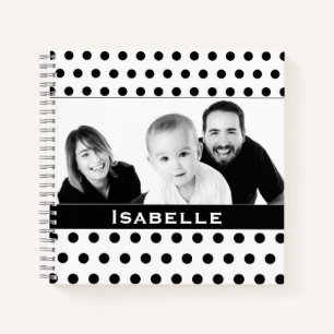 Black and White Polka Dot Custom Photo Notebook