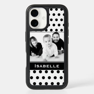 Black and White Polka Dot Custom Photo iPhone 16 Case