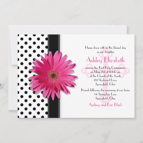 Black and White Polka Dot Confirmation Invitation