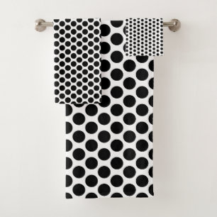Black And White Polka Dot Design Bath Towel Set