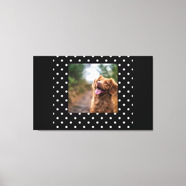 Black and white polka dot Dog pic Canvas Print (Front)