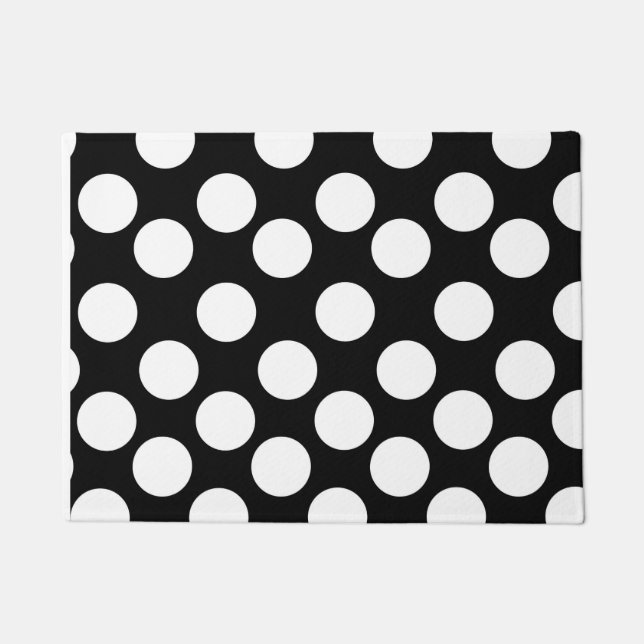 Black and White Polka Dot Door Doormat (Front)