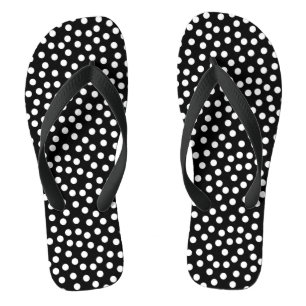 Black and White Polka Dot Flip Flops