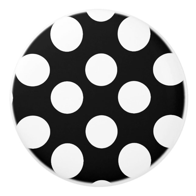 Black and White Polka Dot Furniture Knob (Front)