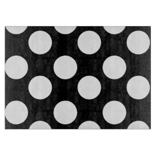 Black and White Polka Dot Glass Cutting Board