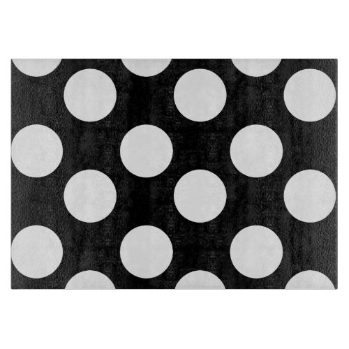Black and White Polka Dot Glass Cutting Board