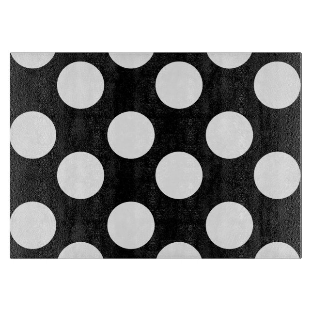 Black and White Polka Dot Glass Cutting Board (Front)