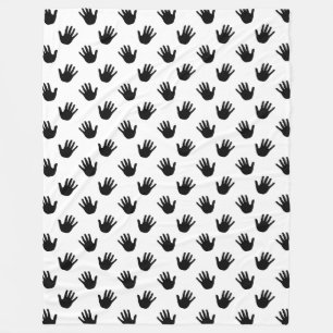 Black and White Polka Dot Handprints Fleece Blanket