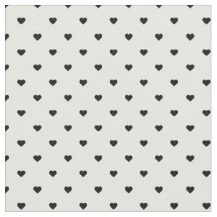 Black and White Polka Dot Hearts Fabric