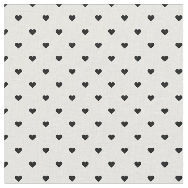 Black and White Polka Dot Hearts Fabric (Close Up)
