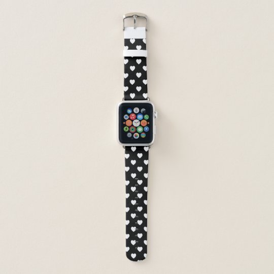 Black And White Polka Dot Hearts Pattern Apple Watch Band | Zazzle.com