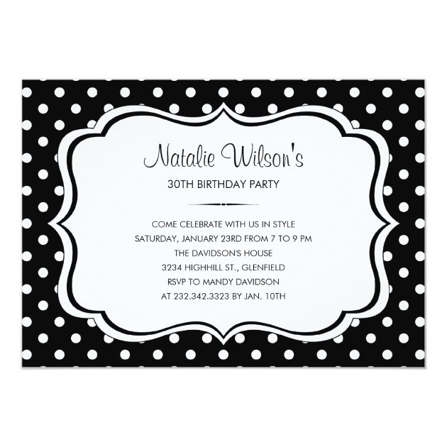 Black And White Polka Dot Invitations | Zazzle.com