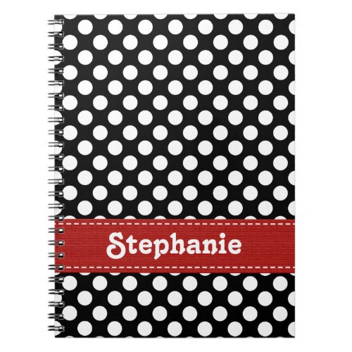 Black and White Polka Dot Journal Spiral Notebook