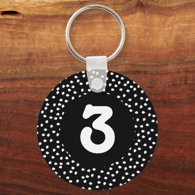 Black and White Polka Dot  Keychain (Back)