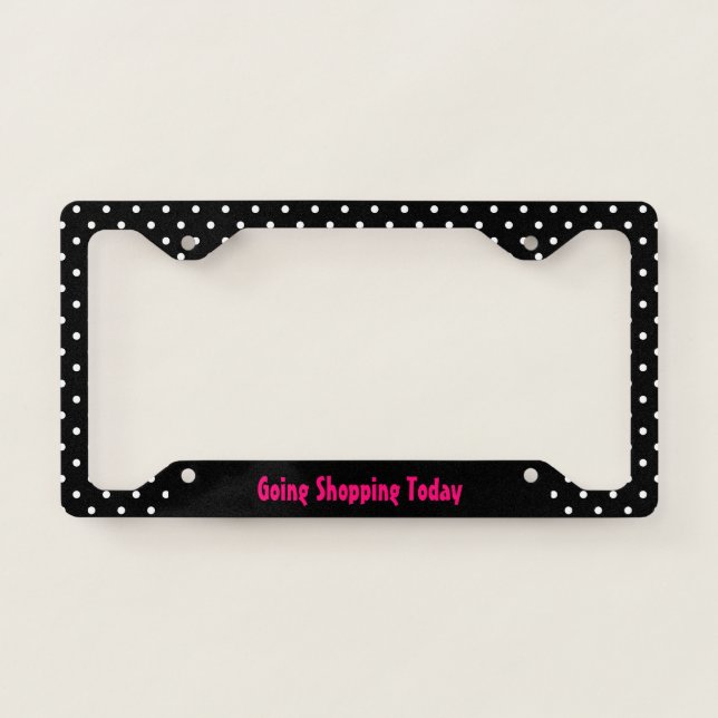 Black And White Polka Dot License Plate Frame (Front)