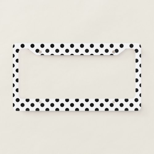 Black and White Polka Dot License Plate Frame