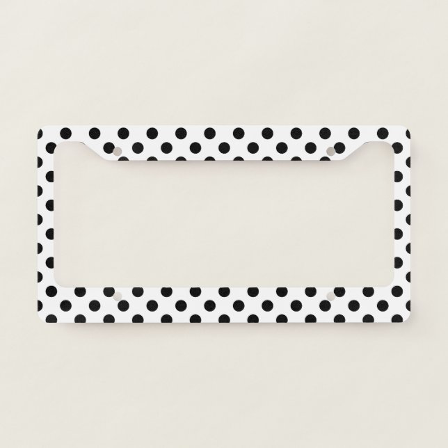 Black and White Polka Dot License Plate Frame (Front)