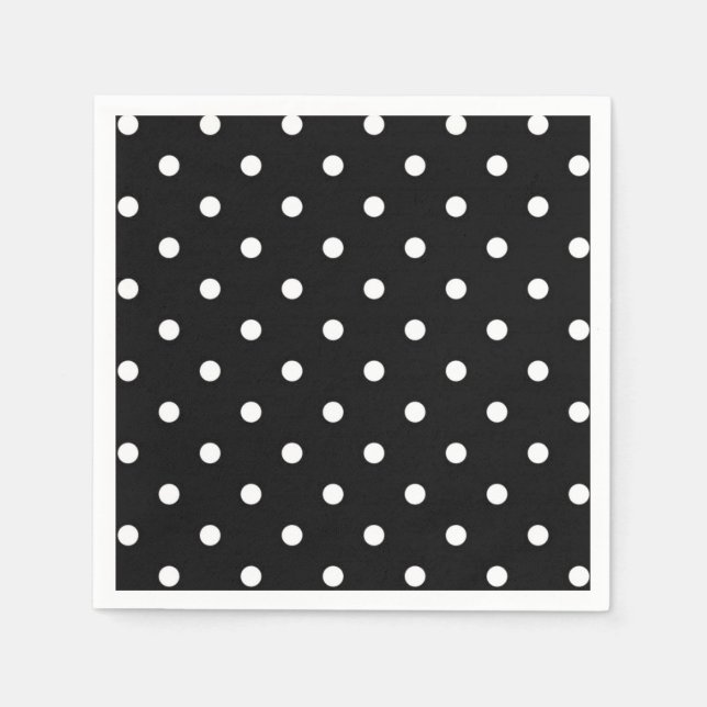 Black and white polka dot modern fashion paper napkins (Front)