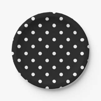 Black and white polka dot modern glamour paper plates