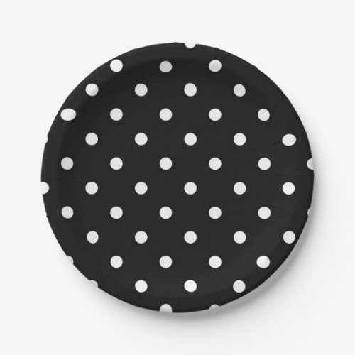 Black and white polka dot modern glamour paper plates
