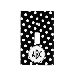 Black and White Polka Dot Monogram Light Switch Cover