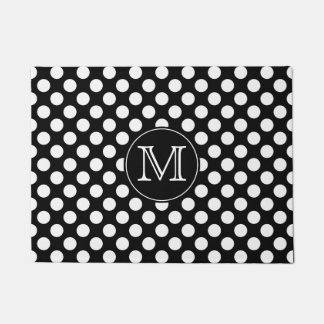 Black and White Polka Dot Monogrammed Doormat
