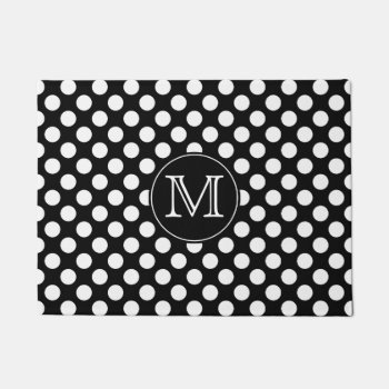 Black And White Polka Dot Monogrammed Doormat by tjustleft at Zazzle