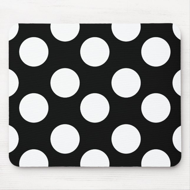 Black and White Polka Dot Mouse Pad (Front)