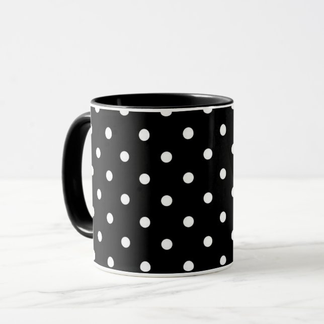 "Black and White Polka Dot" Mug (Front Left)