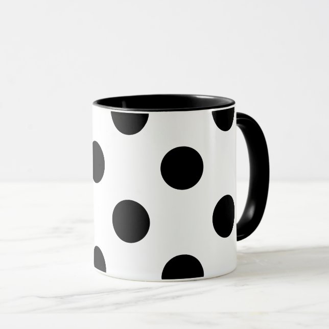 Black and White Polka Dot Mug (Front Right)