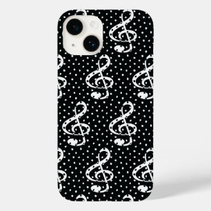 Black and white polka dot music note design Case-Mate iPhone 14 case