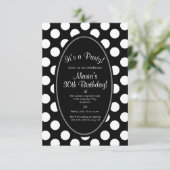 Black and White Polka Dot Party Invitation (Standing Front)