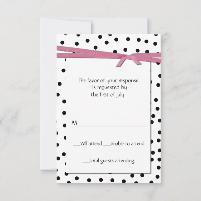 Black and White Polka Dot Party Response Card (Front)