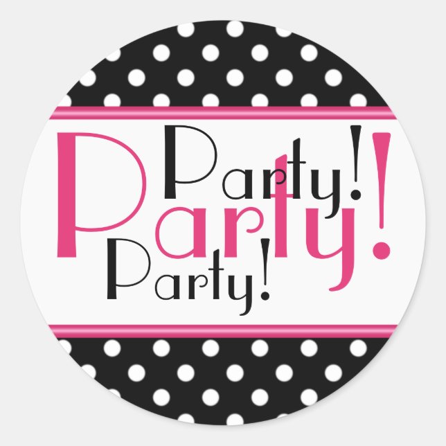 Black and White Polka Dot Party Sticker (Front)