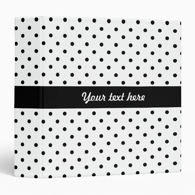 Black and White Polka Dot Pattern 3 Ring Binder (Front/Spine)