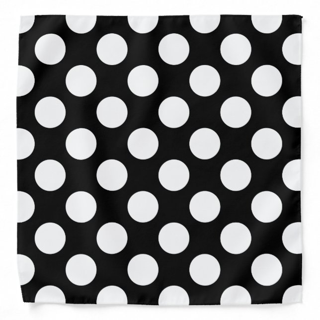 Black And White Polka Dot Pattern Bandana (Front)
