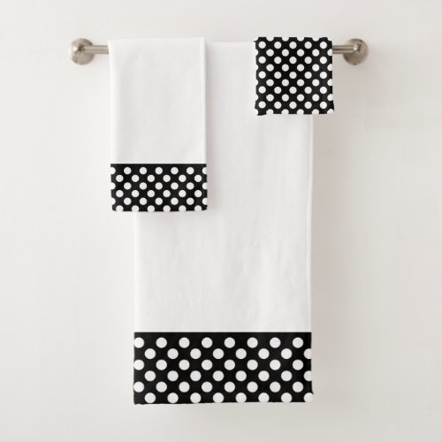 Black and White Polka Dot Pattern Bath Towel Set