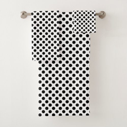 Black and White Polka Dot Pattern Bath Towel Set