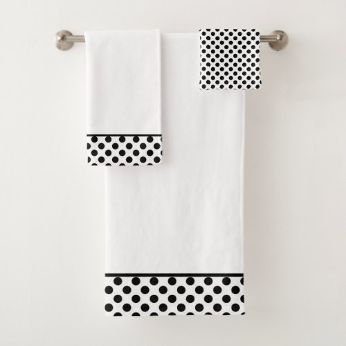 Black and White Polka Dot Pattern Bath Towel Set